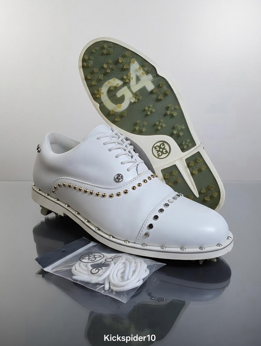 G/FORE Stud Cap Toe Gallivanter Women's Size 8 Golf Shoes Snow White Leather